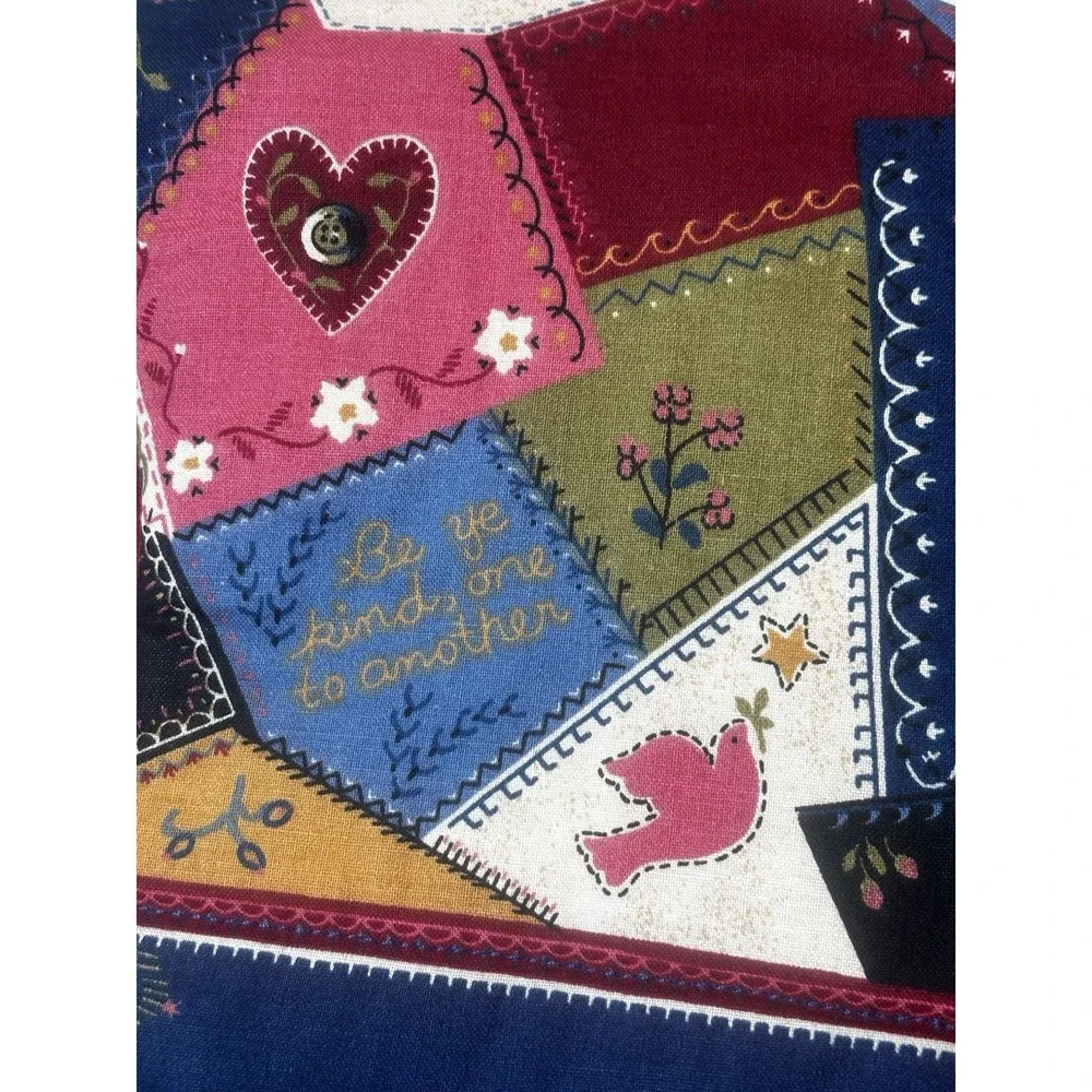 Christmas Patchwork‎ Vest Blue Red Religious Scripture Handmade